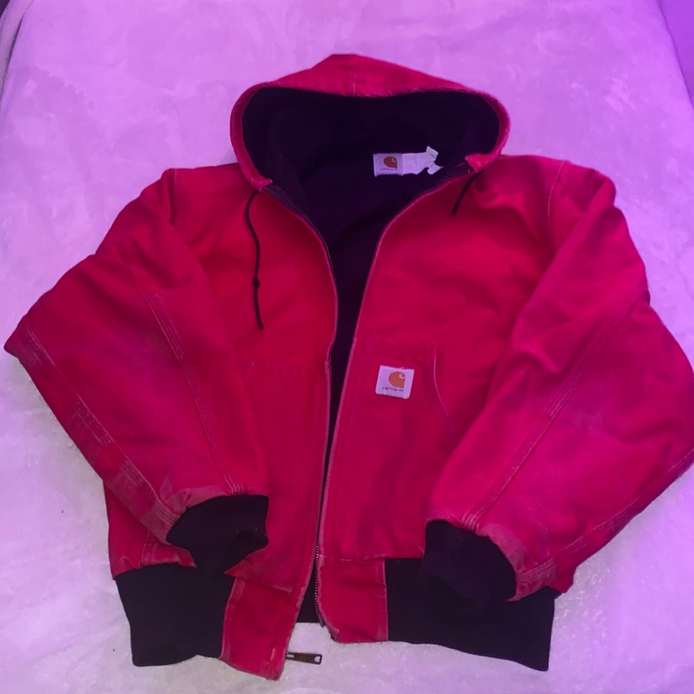 men’s 90s red carhartt utility jacket